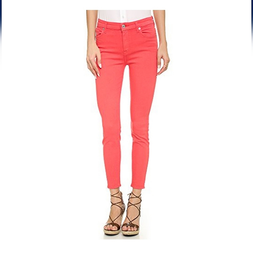 Free People Coral Salmon Skinny Jeans Denim EUC